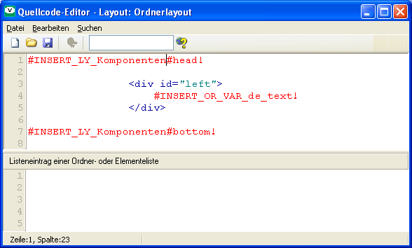 So wie in diesem Bild sieht der Quellcode im Hauptlayout „Ordnerlayout” nach diesem Umbau aus. 